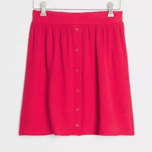 Anthropologie faux button down mini skirt, 29", red